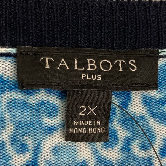 Talbots Breton Blue Charming Cardigan Women’s Size 2X Button Front Cotton Blend - Picture 6 of 8
